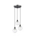 Placid 38cm Round Pendant 3 Light E14 15cm Round Textured Melting Glass Shade Satin Nickel Clear & Satin Black-4