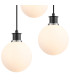 Placid 38cm Round Pendant 3 Light E14 15cm Round Glass Shade Satin Nickel Opal & Satin Black-6
