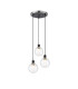 Placid 38cm Round Pendant 3 Light E14 15cm Round Ribbed Glass Shade Satin Nickel Clear & Satin Black-1