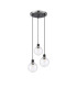 Placid 38cm Round Pendant 3 Light E14 15cm Round Ribbed Glass Shade Satin Nickel Clear & Satin Black-4