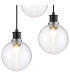 Placid 38cm Round Pendant 3 Light E14 15cm Round Ribbed Glass Shade Satin Nickel Clear & Satin Black-6