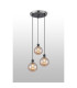 Placid 38cm Round Pendant 3 Light E14 15cm Round Segment Glass Shade Satin Nickel Amber Plated & Satin Black-3