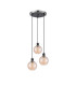 Placid 38cm Round Pendant 3 Light E14 15cm Round Segment Glass Shade Satin Nickel Amber Plated & Satin Black-4