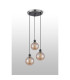 Placid 38cm Round Pendant 3 Light E14 15cm Round Segment Glass Shade Satin Nickel Amber Plated & Satin Black-7