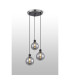 Placid 38cm Round Pendant 3 Light E14 15cm Round Glass Shade Satin Nickel Smoke Plated & Satin Black-3