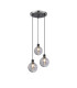 Placid 38cm Round Pendant 3x E14 15cm Round Textured Smooth / Ribbed Glass Shade Satin Nickel Smoke Plated & Satin Black-1