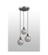 Placid 38cm Round Pendant 3x E14 15cm Round Textured Smooth / Ribbed Glass Shade Satin Nickel Smoke Plated & Satin Black-3
