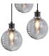 Placid 38cm Round Pendant 3x E14 15cm Round Textured Smooth / Ribbed Glass Shade Satin Nickel Smoke Plated & Satin Black-6