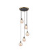 Placid 48cm Round Pendant 5 Light E14 15cm Round Glass Shade Brass Amber Plated & Satin Black-1