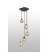 Placid 48cm Round Pendant 5 Light E14 15cm Round Glass Shade Brass Amber Plated & Satin Black-3