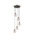 Placid 48cm Round Pendant 5 Light E14 15cm Round Glass Shade Brass Amber Plated & Satin Black-4