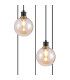 Placid 48cm Round Pendant 5 Light E14 15cm Round Glass Shade Brass Amber Plated & Satin Black-6