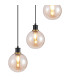 Placid 48cm Round Pendant 5 Light E14 15cm Round Glass Shade Brass Amber Plated & Satin Black-7