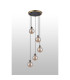 Placid 48cm Round Pendant 5 Light E14 15cm Round Glass Shade Brass Amber Plated & Satin Black-8