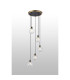 Placid 48cm Round Pendant 5 Light E14 15cm Round Glass Shade Brass Clear & Satin Black-3