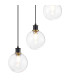 Placid 48cm Round Pendant 5 Light E14 15cm Round Glass Shade Brass Clear & Satin Black-7