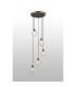 Placid 48cm Round Pendant 5 Light E14 15cm Round Crackled Glass Shade Brass Clear & Satin Black-3