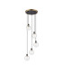 Placid 48cm Round Pendant 5 Light E14 15cm Round Crackled Glass Shade Brass Clear & Satin Black-4