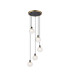Placid 48cm Round Pendant 5 Light E14 15cm Round Textured Crumple Glass Shade Brass Clear & Satin Black-1