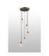 Placid 48cm Round Pendant 5 Light E14 15cm Round Textured Crumple Glass Shade Brass Clear & Satin Black-3