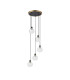Placid 48cm Round Pendant 5 Light E14 15cm Round Textured Crumple Glass Shade Brass Clear & Satin Black-4
