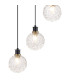 Placid 48cm Round Pendant 5 Light E14 15cm Round Textured Crumple Glass Shade Brass Clear & Satin Black-7