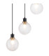 Placid 48cm Round Pendant 5 Light E14 15cm Round Textured Diamond Pattern Glass Shade Brass Clear & Satin Black-7