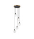 Placid 48cm Round Pendant 5 Light E14 15cm Round Dimpled Glass Shade Brass Clear & Satin Black-3