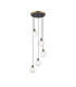 Placid 48cm Round Pendant 5 Light E14 15cm Round Textured Melting Glass Shade Brass Clear & Satin Black-1