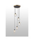 Placid 48cm Round Pendant 5 Light E14 15cm Round Textured Melting Glass Shade Brass Clear & Satin Black-3
