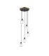 Placid 48cm Round Pendant 5 Light E14 15cm Round Textured Melting Glass Shade Brass Clear & Satin Black-4