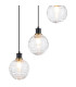 Placid 48cm Round Pendant 5 Light E14 15cm Round Textured Melting Glass Shade Brass Clear & Satin Black-7