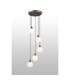 Placid 48cm Round Pendant 5 Light E14 15cm Round Glass Shade Brass Opal & Satin Black-3