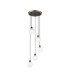 Placid 48cm Round Pendant 5 Light E14 15cm Round Ribbed Glass Shade Brass Clear & Satin Black-1