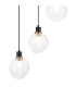 Placid 48cm Round Pendant 5 Light E14 15cm Round Ribbed Glass Shade Brass Clear & Satin Black-7
