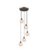 Placid 48cm Round Pendant 5 Light E14 15cm Round Segment Glass Shade Brass Amber Plated & Satin Black-1
