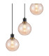 Placid 48cm Round Pendant 5 Light E14 15cm Round Segment Glass Shade Brass Amber Plated & Satin Black-7