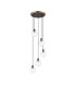 Placid 48cm Round Pendant 5 Light E14 15cm Round Segment Glass Shade Brass Clear & Satin Black-4