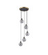 Placid 48cm Round Pendant 5 Light E14 15cm Round Segment Glass Shade Brass Smoke Plated & Satin Black-4