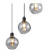 Placid 48cm Round Pendant 5 Light E14 15cm Round Segment Glass Shade Brass Smoke Plated & Satin Black-7