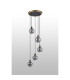 Placid 48cm Round Pendant 5 Light E14 15cm Round Segment Glass Shade Brass Smoke Plated & Satin Black-8