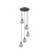 Placid 48cm Round Pendant 5 Light E14 15cm Round Glass Shade Brass Smoke Plated & Satin Black-1