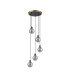 Placid 48cm Round Pendant 5 Light E14 15cm Round Glass Shade Brass Smoke Plated & Satin Black-4