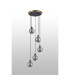 Placid 48cm Round Pendant 5 Light E14 15cm Round Glass Shade Brass Smoke Plated & Satin Black-8