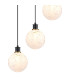Placid 48cm Round Pendant 5 Light E14 15cm Round Speckled Glass Shade Brass White & Satin Black-7
