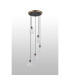 Placid 48cm Round Pendant 5 Light E14 15cm Round Speckled Glass Shade Brass White & Satin Black-8