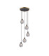 Placid 48cm Round Pendant 5 Light E14 15cm Round Textured Smooth / Ribbed Glass Shade Brass Smoke Plated & Satin Black-1