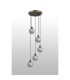 Placid 48cm Round Pendant 5 Light E14 15cm Round Textured Smooth / Ribbed Glass Shade Brass Smoke Plated & Satin Black-3