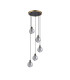 Placid 48cm Round Pendant 5 Light E14 15cm Round Textured Smooth / Ribbed Glass Shade Brass Smoke Plated & Satin Black-4