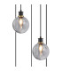 Placid 48cm Round Pendant 5 Light E14 15cm Round Textured Smooth / Ribbed Glass Shade Brass Smoke Plated & Satin Black-6
